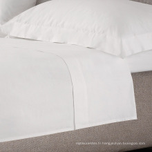 Gros motel / hôtel utiliser 200TC coton blanc drap de lit 4PCS